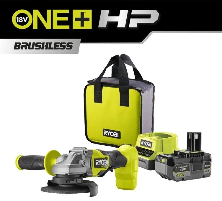 Шліфмашина кутова акумуляторна Ryobi ONE+ НР RAG18X-1C40S 125мм 18В 1х4А·год 9200об/хв 2.1кг сумка