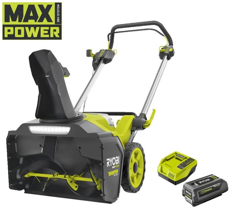 Машина снігоприбиральна акумуляторна Ryobi Max Power RY36STX53A-150 36В 1х5А·год ширина 53см викид 11м глибина 35см 25.5кг