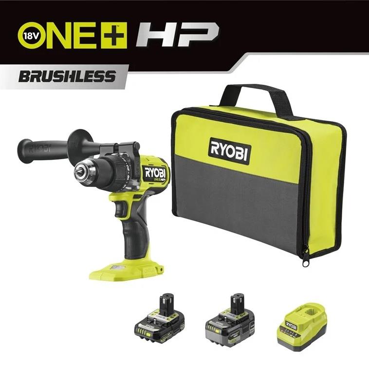 Шурупокрут-дриль ударний акумуляторний Ryobi ONE+ HP RPD18X1-242S 18В 1х2А·год 1х4А·год ЗП 105Нм 700·2150об/хв 1.4кг сумка