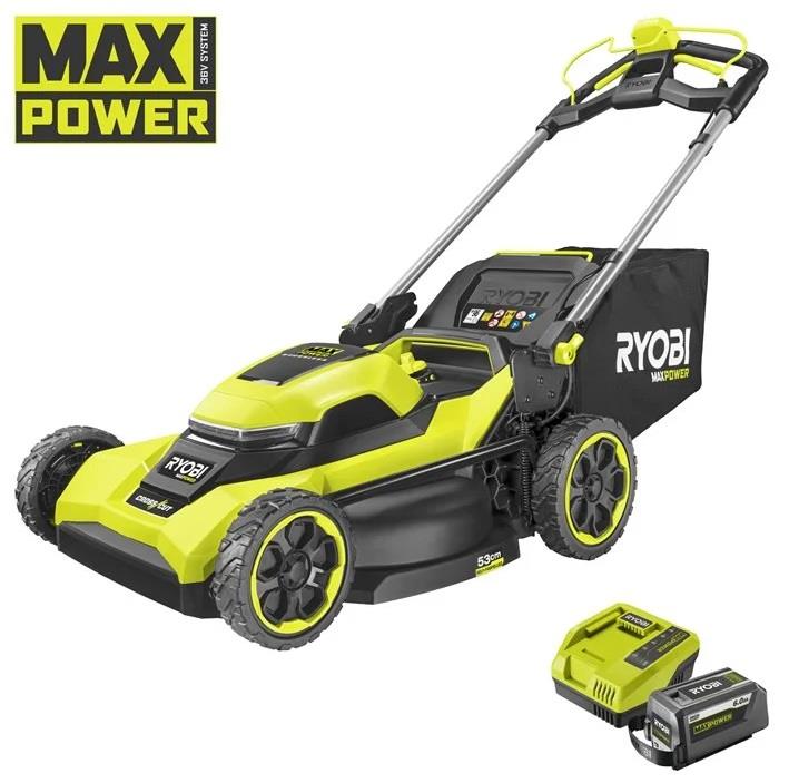 Газонокосарка акумуляторна Ryobi Max Power RY36LMXSP53B-160 36В акб 1х6А·год 53см 68л 25-100мм самохідна 30кг