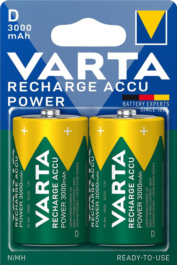 Акумулятор Varta NI-MH Power D(LR20) 3000 мА•г, 2шт