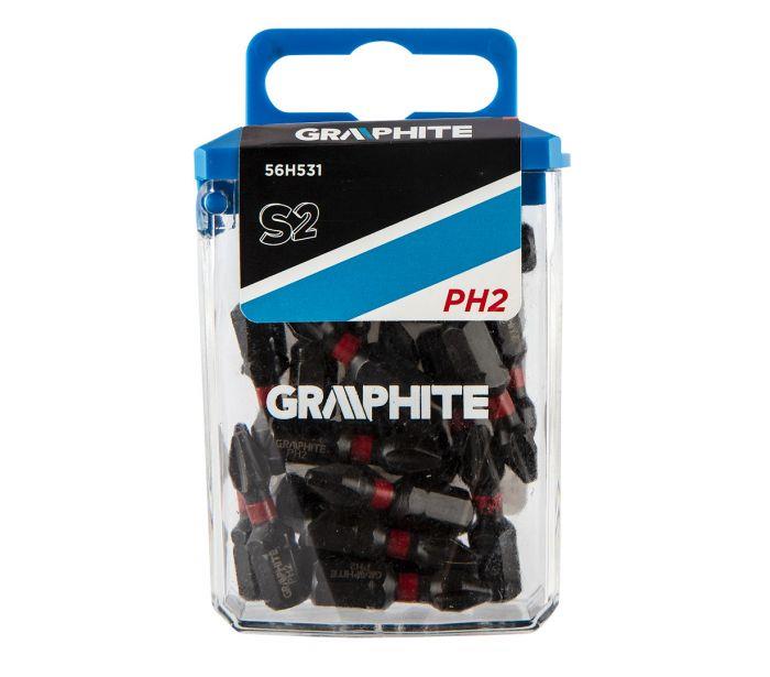 Биты  ударные GRAPHITE PH2 x 25 мм, 20 шт.