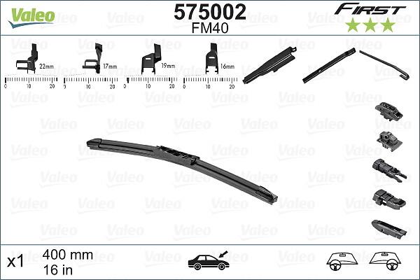 Склоочисник VALEO First безкаркасний 400мм (575002)