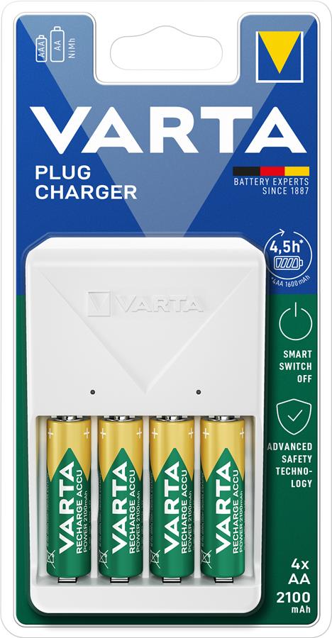Зарядний пристрій Varta Plug Charger 4хNI MH AA2100 мА•год
