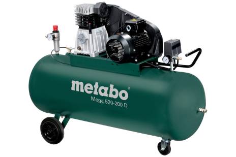 Компресор повітряний Metabo Mega 520-200 D, 3000Вт, 200л, 370л/хв, 10бар, 131кг