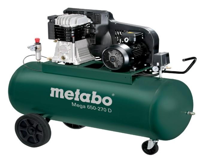 Компресор повітряний Metabo Mega 650-270 D, 4000Вт, 270л, 520л/хв, 11бар, 170кг