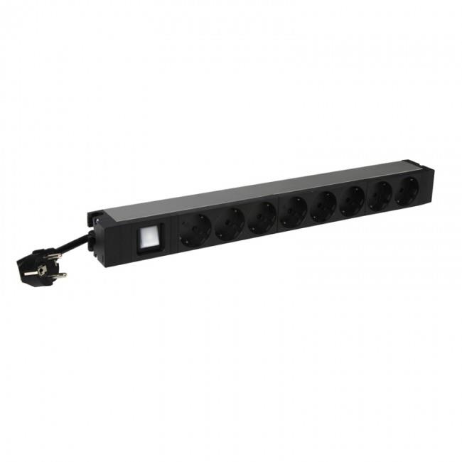 Пристрій розподілення електроживлення Legrand Rack PDU, 1U, 16A, (8) Schuko, 1 вимикач з індикацією, кабель живлення 3м