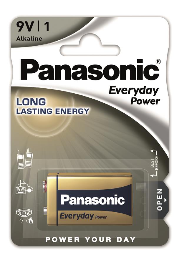 Батарейка Panasonic EVERYDAY POWER щелочная 6LF22(6LR61, MN1604, MX1604) блистер, 1 шт.