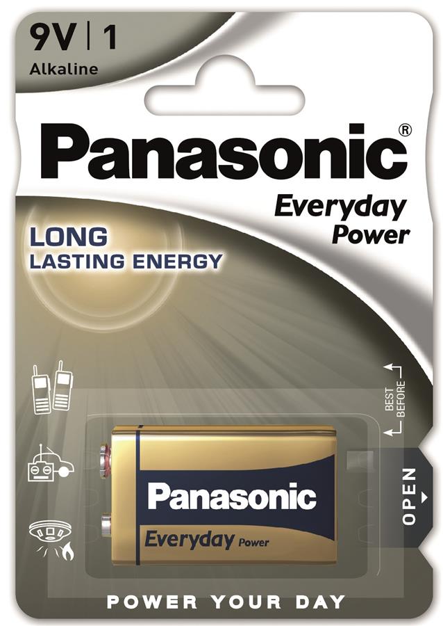 Батарейка Panasonic EVERYDAY POWER щелочная 6LR61(6LF22, MN1604, MX1604) блистер, 1 шт.