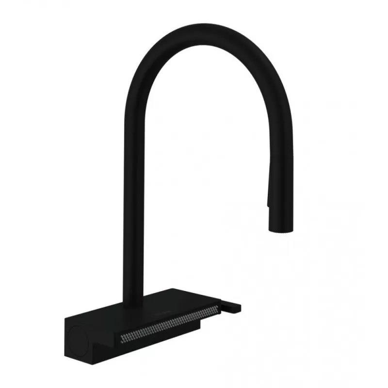 Змішувач для кухні Hansgrohe Aquno Select M81, довж.виливу - 220мм, поворотний, витяжний, 1 важіль, чорний матовий