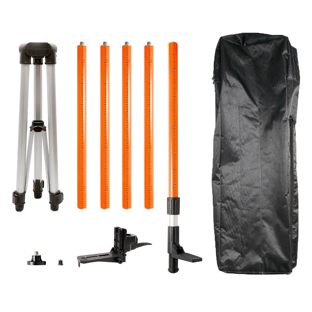 Штатив та віха Neo Tools, 3.7м, 1/4" та 5/8", алюмінієвий, вбудований рівень, шкала з поділками