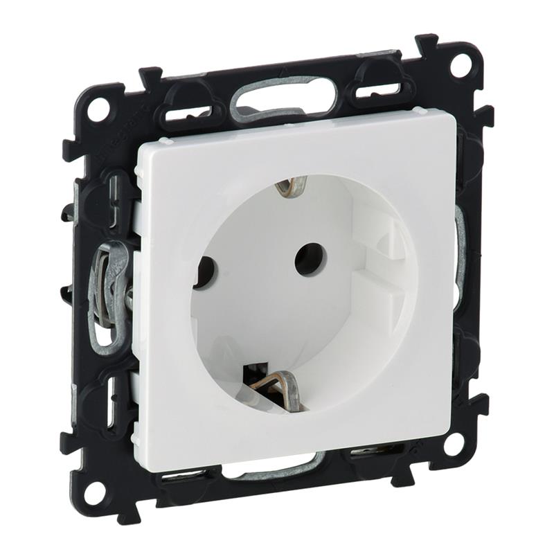 Розетка Schuko Legrand Valena LIFE, 16А, 250V, автоматичні клеми, білий