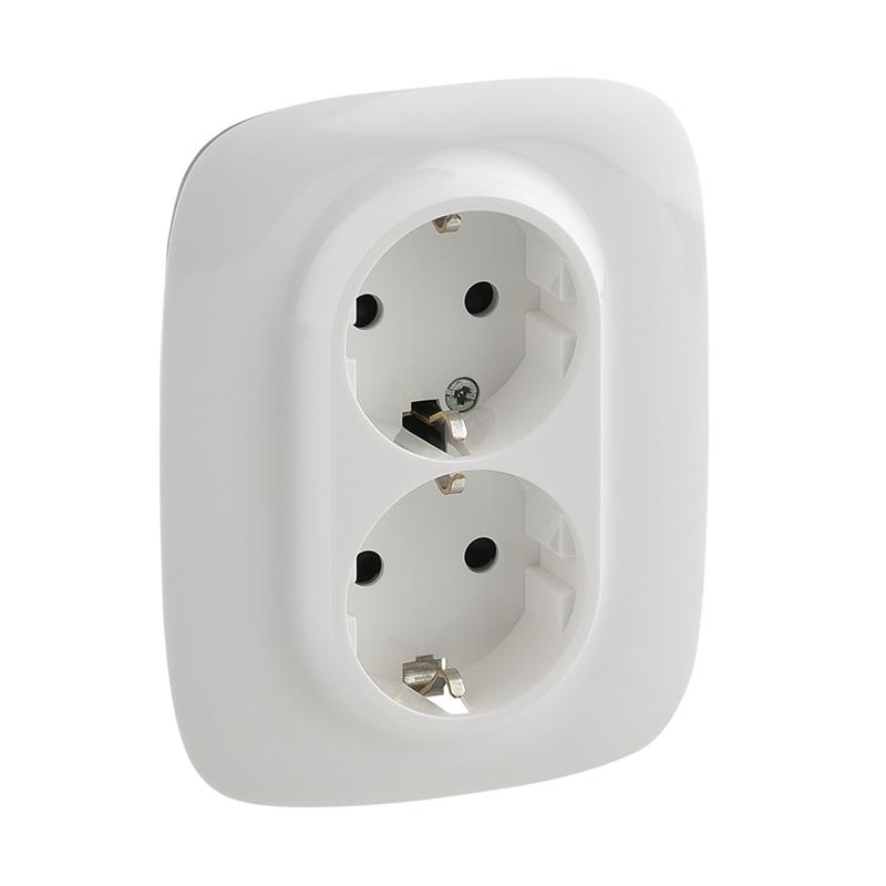 Розетка зі шторками подвійна Schuko Legrand Valena ALLURE, 16А, 250V, автоматичні клеми, білий
