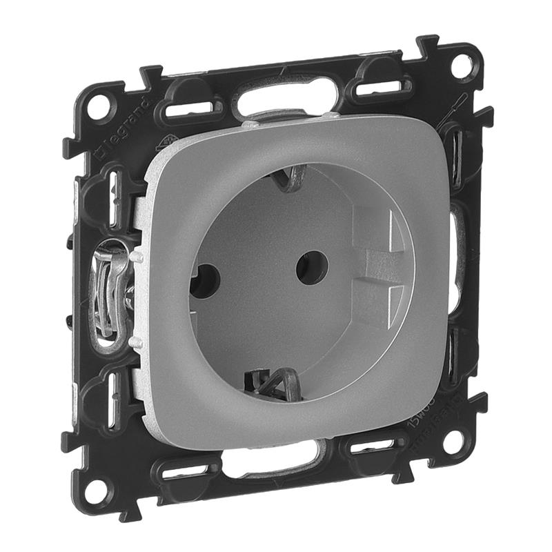 Розетка Schuko Legrand Valena ALLURE, 16А, 250V, автоматичні клеми, алюміній