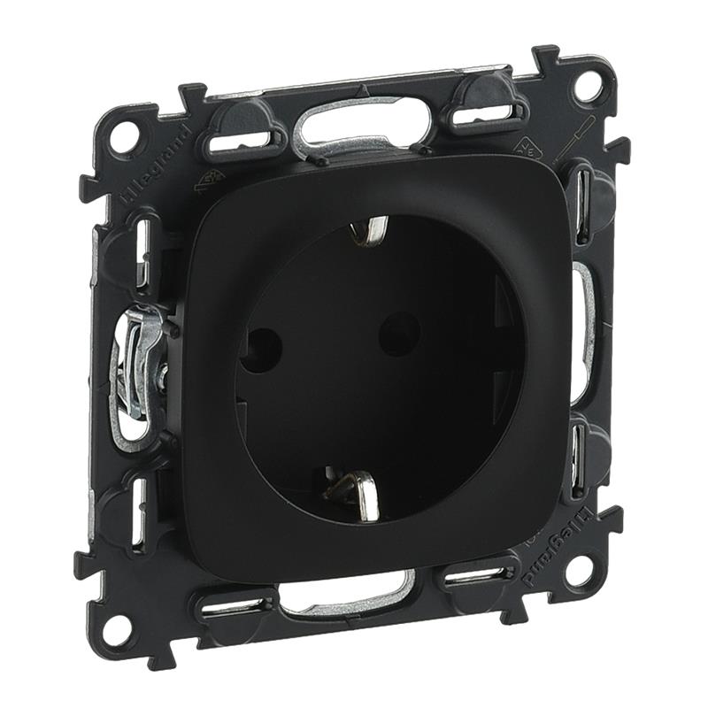 Розетка Schuko Legrand Valena ALLURE, 16А, 250V, автоматичні клеми, антрацит