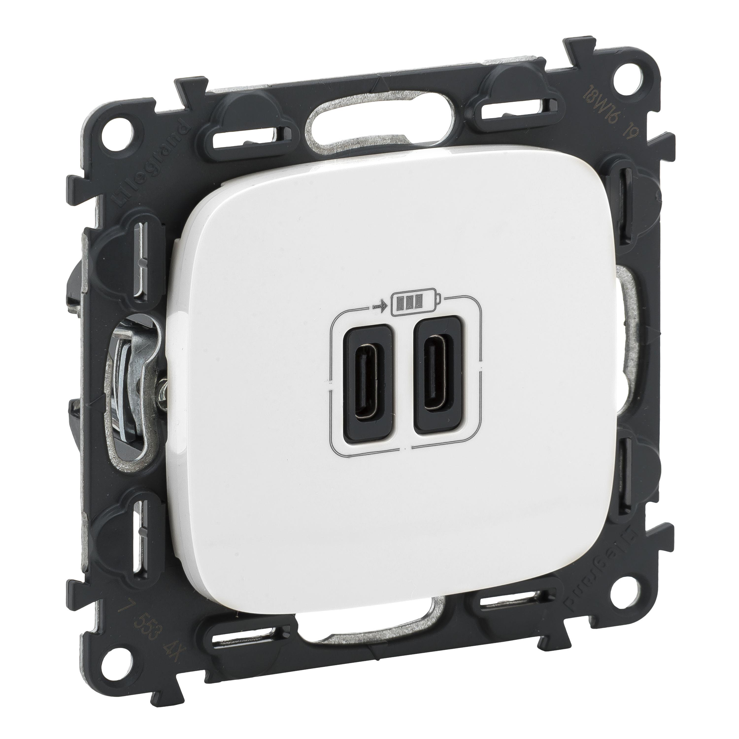 Розетка USB-С+USB-С Legrand Valena ALLURE, 3А, 5V, білий