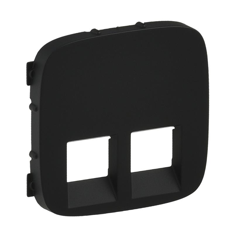 Лицьова панель подвійної розетки RJ11/RJ45 Legrand Valena ALLURE, IN*MATIC, антрацит