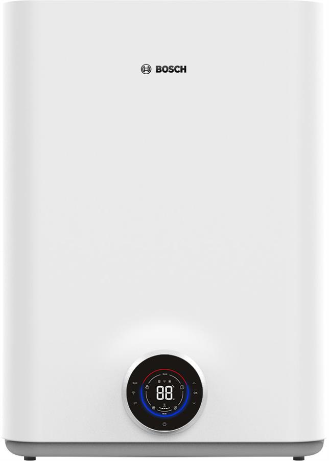 Водонагрівач електр. BOSCH плаский слім Tronic 5500iT, 80л, 1.5кВт, ун. монтаж, електр. кер-ння, Wi-Fi, B, білий