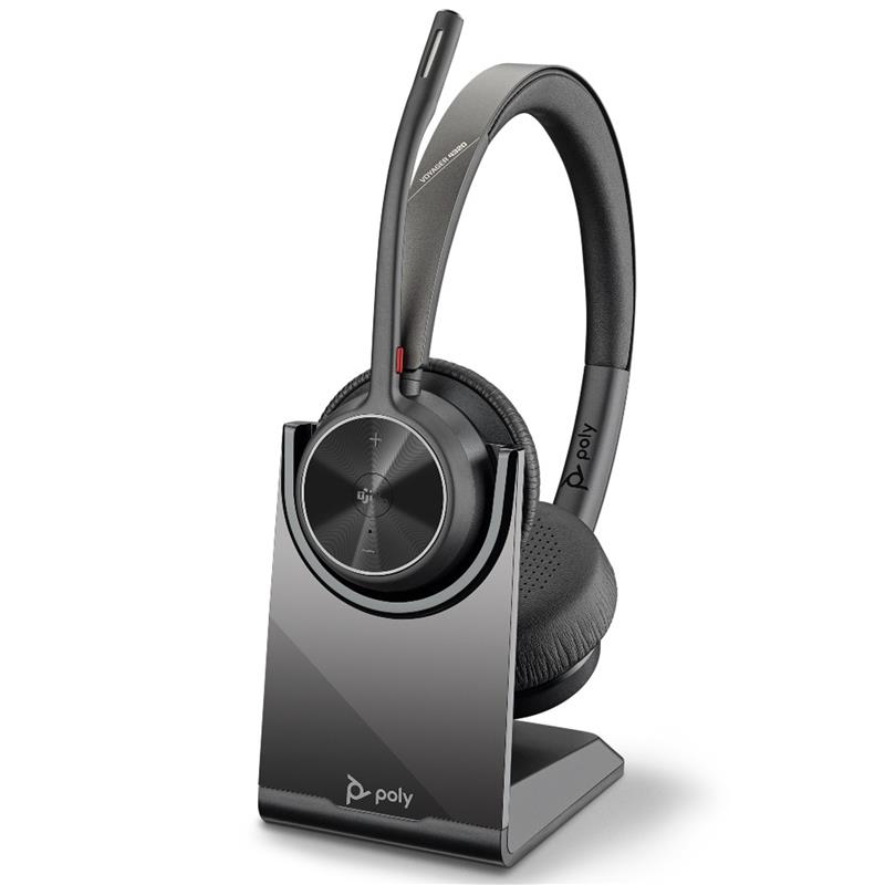 Гарнітура комп'ютерна стерео On-ear Poly Voyager 4320-M BT700 + charge stand, USB-A, Bluetooth, всеспрямований, Acoustic fence, Microsoft Teams, чорний