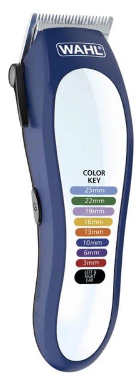 Машинка для стрижки Wahl Color Pro Lithium, мережа+акум., вібраційний мотор, насадок-10, кейс, масло та ножиці у компл., сталь, біло-синій