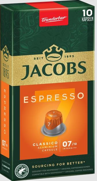 Кава Jacobs капсули, Espresso Classico, купаж арабіка/робуста, 10шт, Nespresso