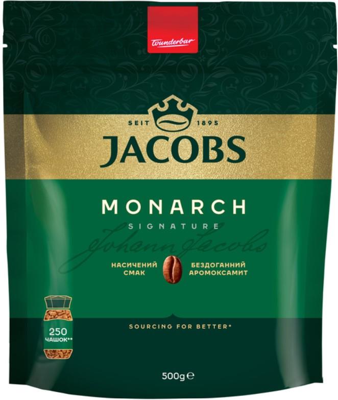 Кава Jacobs розчинна, 500г, Monarch, купаж арабіка/робуста