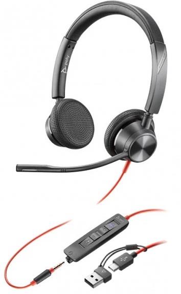 Гарнітура комп'ютерна стерео On-ear Poly Blackwire 3325-M, USB-A, USB-C, всеспрямований, Microsoft Teams, чорний
