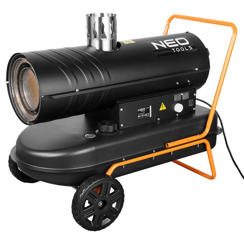 Теплова гармата дизельна Neo Tools, прямого нагріву, 20кВт, 180м2, 750м3/год, колеса, чорний, 23.16кг