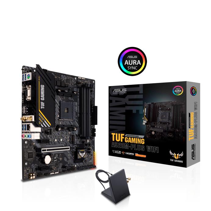 Материнcька плата ASUS TUF GAMING A520M-PLUS WIFI sAM4 A520 4xDDR4 HDMI DVI D-Sub Wi-Fi BT mATX