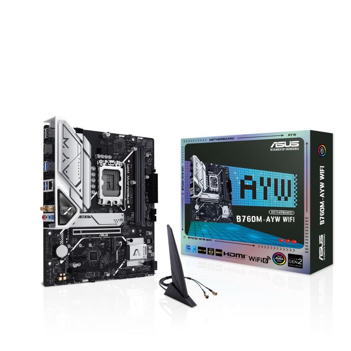 Материнcька плата ASUS B760M-AYW WIFI-SI s1700 B760 2xDDR5 M.2 HDMI Wi-Fi BT mATX BULK WITH ACCESSORY