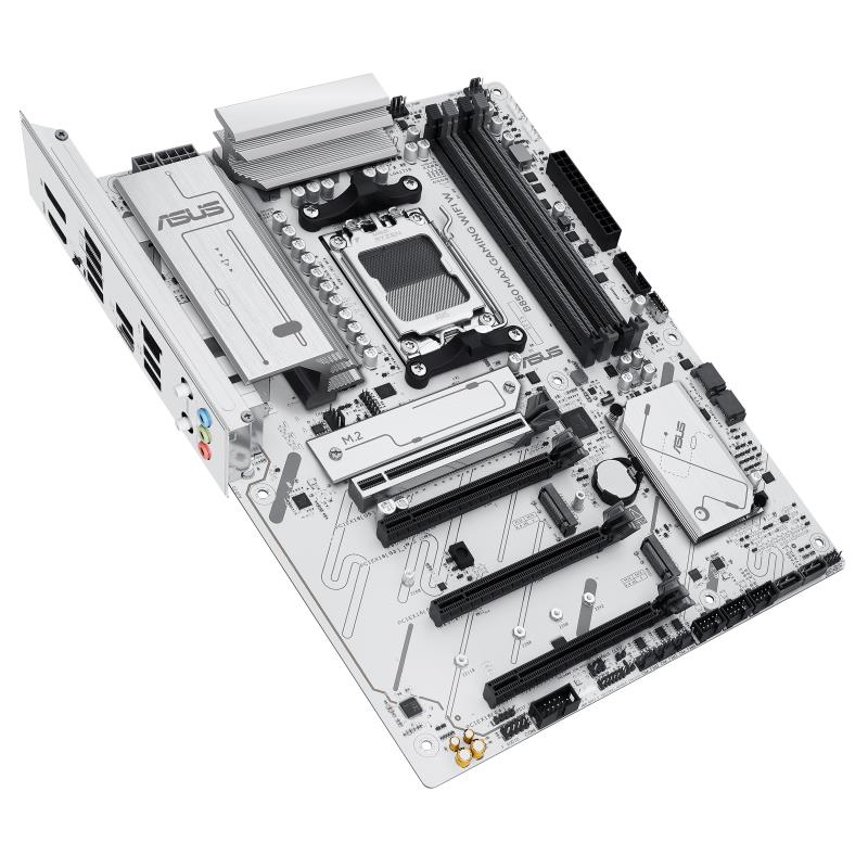 Материнcька плата ASUS B850 MAX GAMING WIFI W sAM5 B850 4xDDR5 M.2 HDMI DP Wi-Fi BT ATX білий