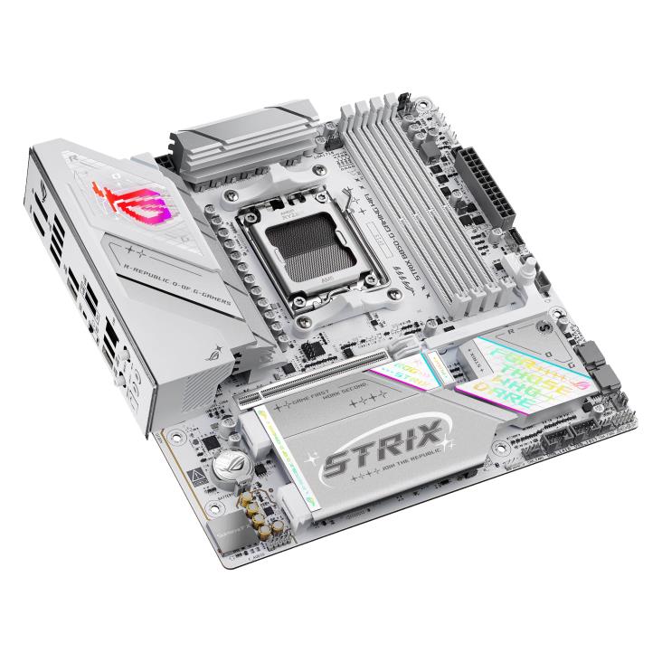 Материнcька плата ASUS ROG STRIX B850-G GAMING WIFI sAM5 B850 4xDDR5 M.2 HDMI DP WiFi BT mATX білий