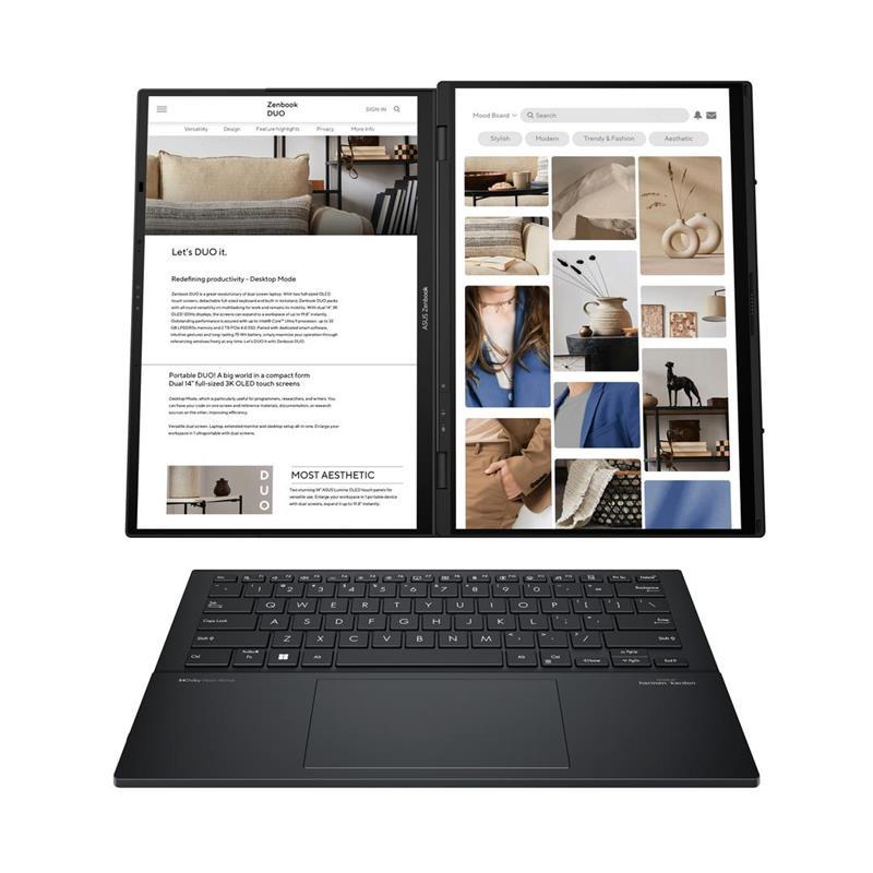 Ноутбук ASUS Zenbook DUO UX8406CA-QL366W 14" FHD OLED, Intel Ultra 7 255H, 32GB, F1TB, UMA, Win11, Сірий