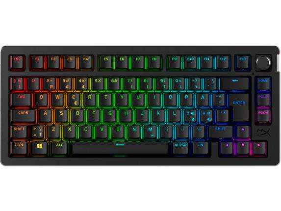 Клавіатура механічна HyperX Alloy Rise 75key, Red, USB-A/WL/BT, EN/UA, RGB, чорний