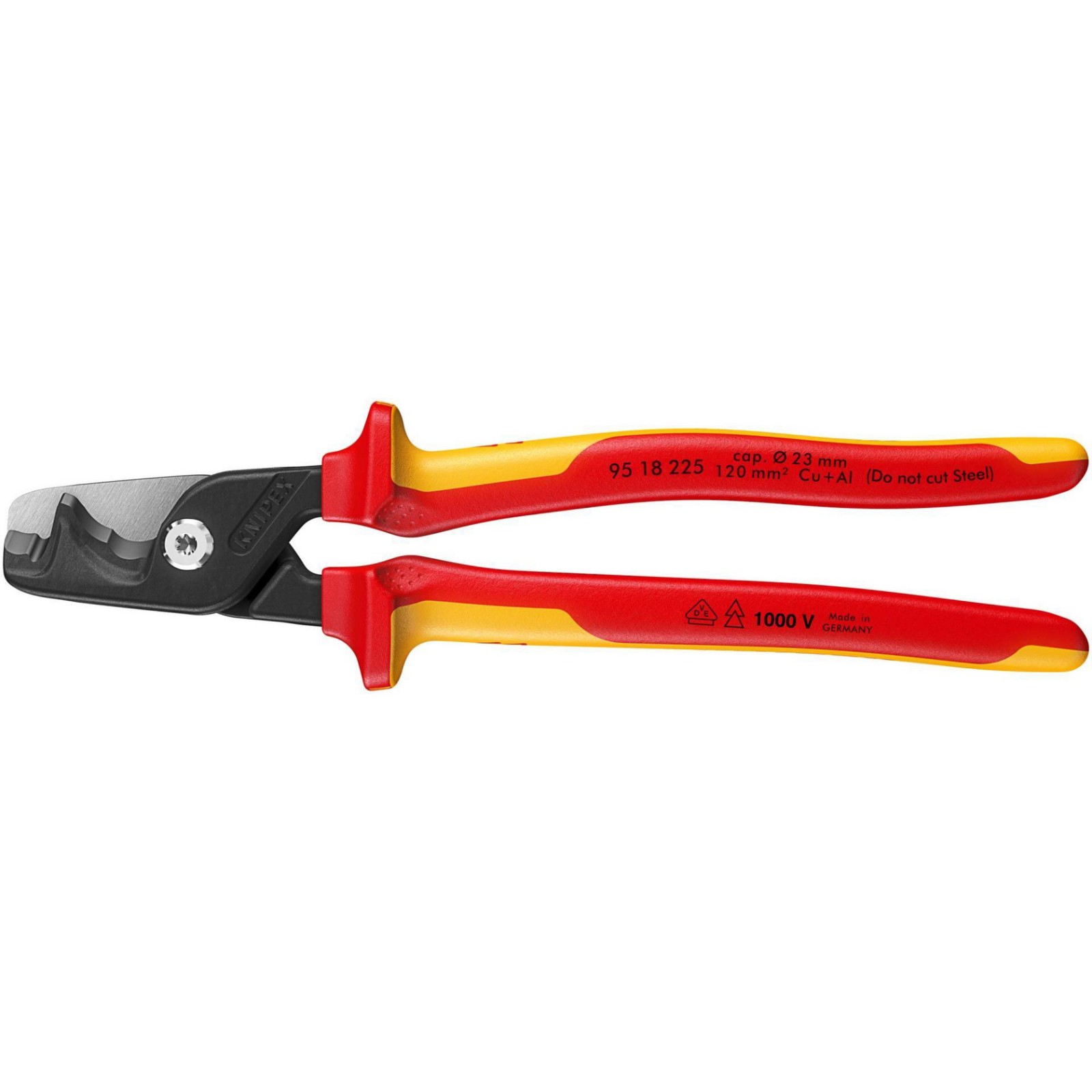 Кабелеріз KNIPEX, StepCut XL діелектричний, 225мм, фосфатовані, 0.325кг