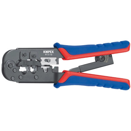 Обжимний інструмент KNIPEX, багатофункціональний, RJ 11/12, RJ 45, 190мм, 0.340кг