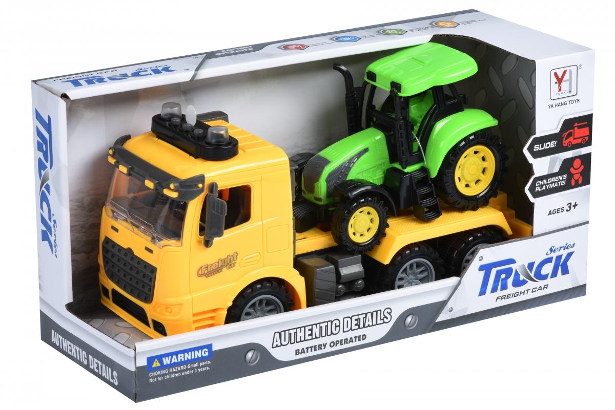 Машинка инерционная Same Toy Truck Тягач желый с трактором со светом и звуком 98-613AUt-1