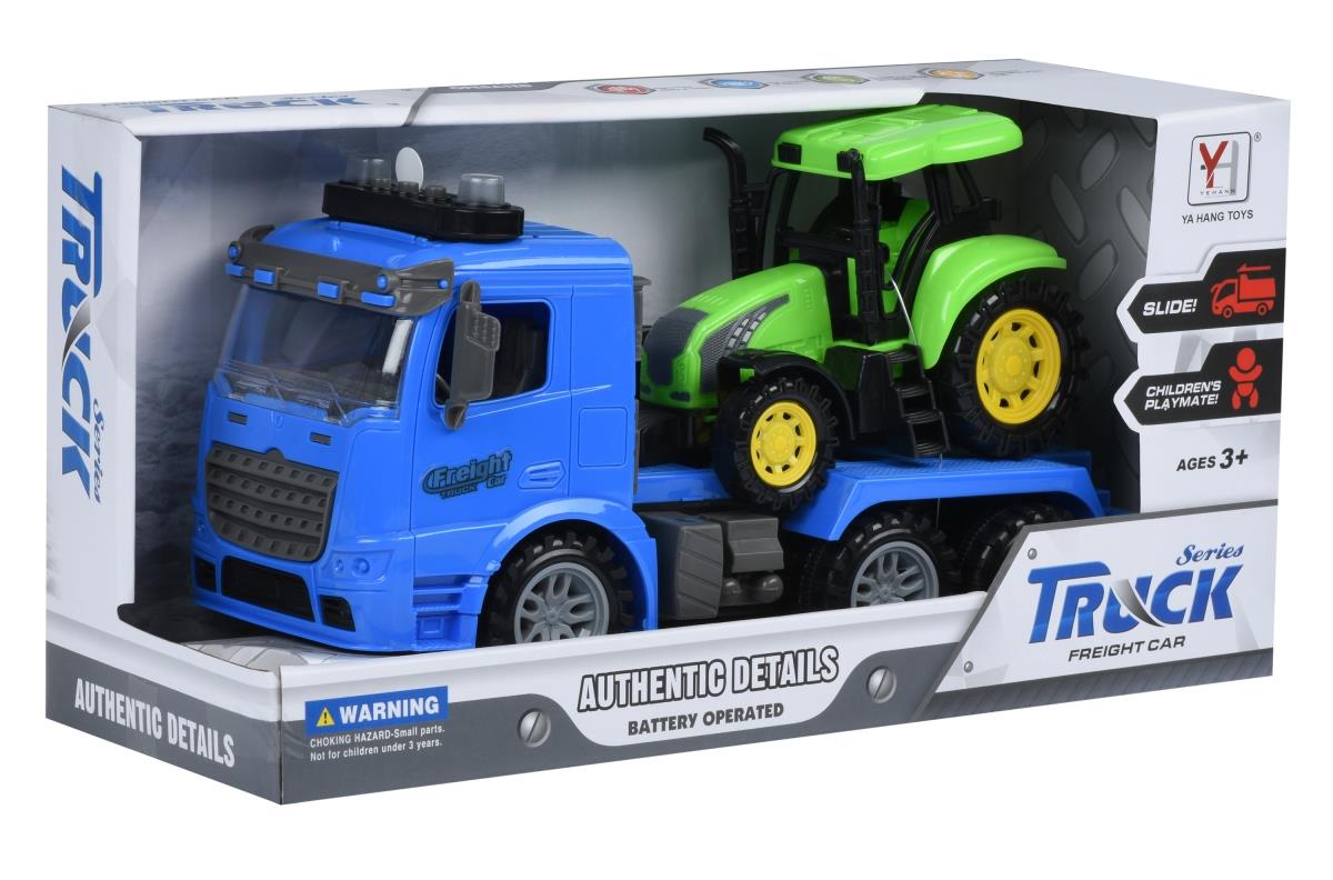 Машинка инерционная Same Toy Truck Тягач синий с трактором со светом и звуком 98-613AUt-2