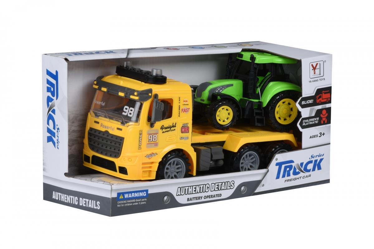 Машинка инерционная Same Toy Truck Тягач Желтый с трактором со светом и звуком 98-615AUt-1