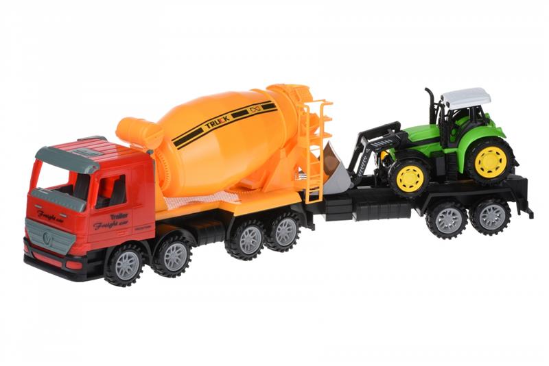 Машинка инерционная Same Toy Truck Бетономешалка Красная с бульдозером 98-88Ut-1