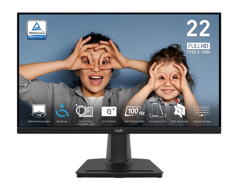 Монітор MSI 21.45" PRO MP225V D-Sub, HDMI, VA, 100Hz, 4ms, sRGB 100%, AdaptiveSync
