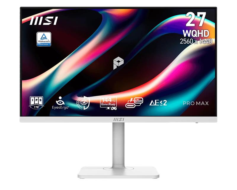 Монітор MSI 27" PRO MAX 271QPHW E14, 2xHDMI, DP, USB-C, 2xUSB, MM, IPS, 2560x1440, 144Hz, 1ms, sRGB 121%, FreeSync, Pivot, білий