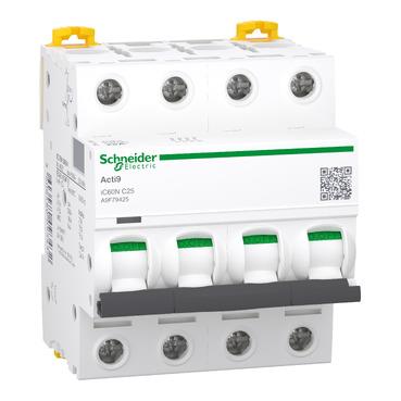 Автоматичний вимикач Schneider Electric, IC60N 4P C 25A (6kA)