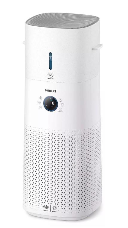 Кліматичний комплекс PHILIPS очист+зволож. Series 3000, 130м2, 505м3/год, диспл., НЕРА,попередн.вугільних. фільтр, Wi-Fi, 6 реж., біл