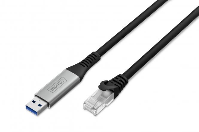 Кабель DIGITUS Ethernet USB-A - RJ45 CAT 6A S/FTP, 1 Gbit/s, 15m, LSZH