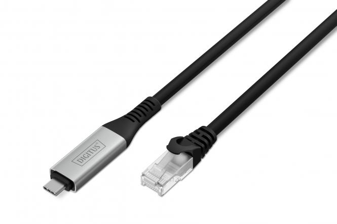 Кабель DIGITUS Ethernet USB-C - RJ45 CAT 6A S/FTP, 1 Gbit/s, 2m, LSZH