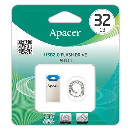 Накопичувач Apacer 32GB USB 2.0 Type-A AH111 Срібний/Синій