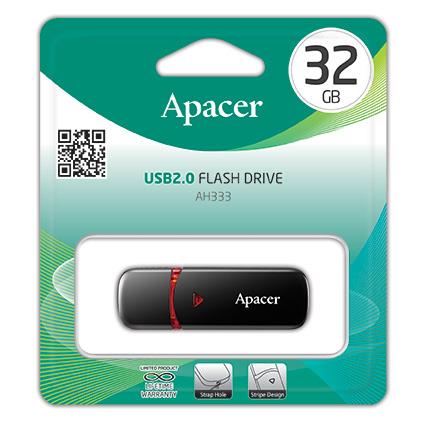 Накопичувач Apacer 32GB USB 2.0 Type-A AH333 Чорний