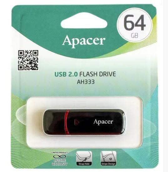 Накопичувач Apacer 64GB USB 2.0 Type-A AH333 Чорний