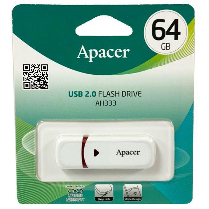 Накопичувач Apacer 64GB USB 2.0 Type-A AH333 Білий